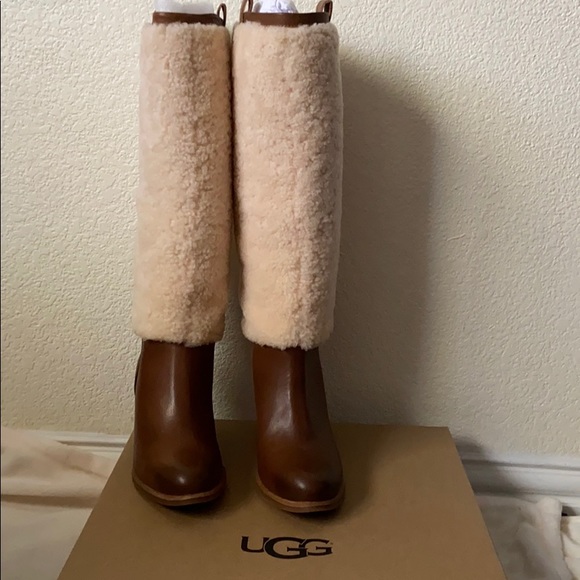 LAST PAIR!UGG brown outside fur winter boots size5 - Picture 3 of 8
